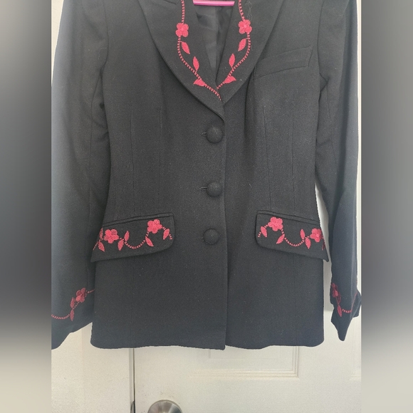 Vintage Moshary, blazer, size 2, red and black, wool. - Picture 4 of 11